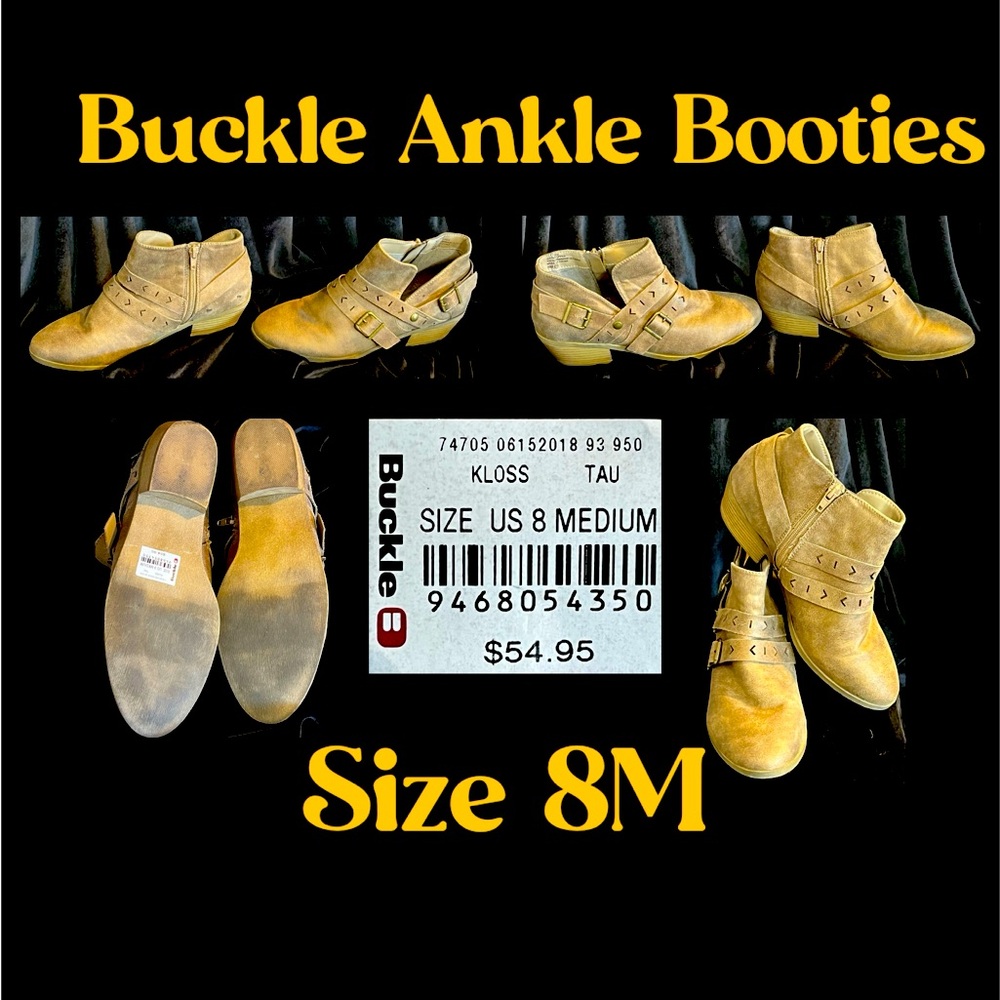 Size 8M- Taupe Buckle Ankle Booties